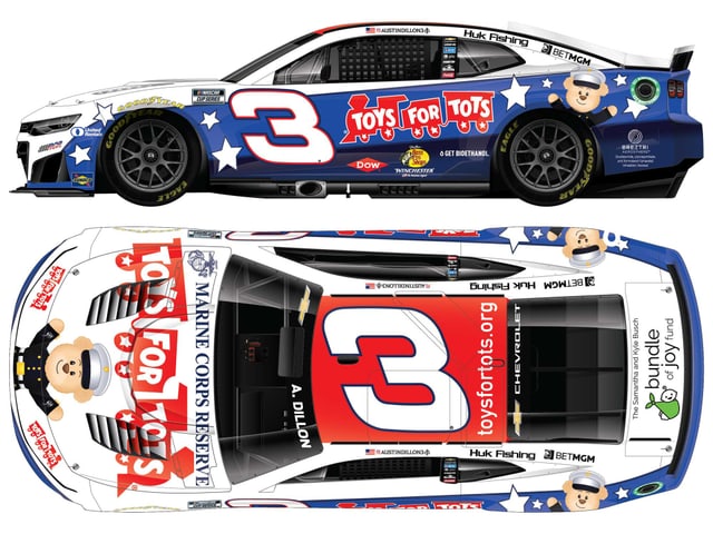 Manufacturer reference image: Austin Dillon 2026 Toys for Tots 1:24 ARC Diecast