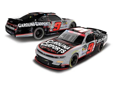 Manufacturer reference image: Ross Chastain 2026 Carolina Carports Charlotte Raced Win 1:24 Color Chrome ARC Diecast