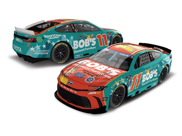 Manufacturer reference image: Denny Hamlin 2026 Bob's Discount Furniture Patriotic 1:24 ARC Diecast