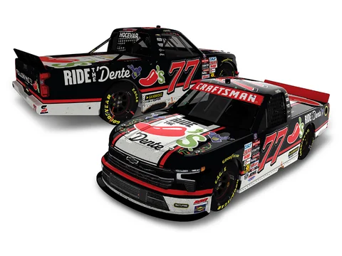 Manufacturer reference image: Carson Hocevar 2026 Chili's Ride the 'Dente Texas Raced Win 1:64 ARC Diecast